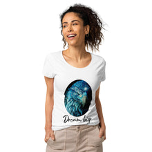 Carregar imagem no visualizador da galeria, Blue Fenix T-shirt básica de tecido orgânico feminina