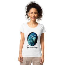 Carregar imagem no visualizador da galeria, Blue Fenix T-shirt básica de tecido orgânico feminina