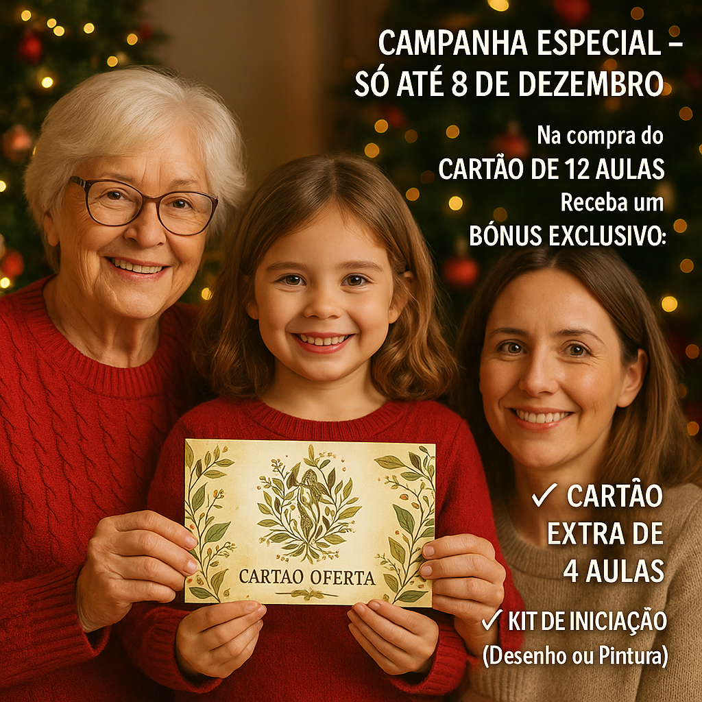🌿 Cartões Oferta – Packs de Aulas de Arte